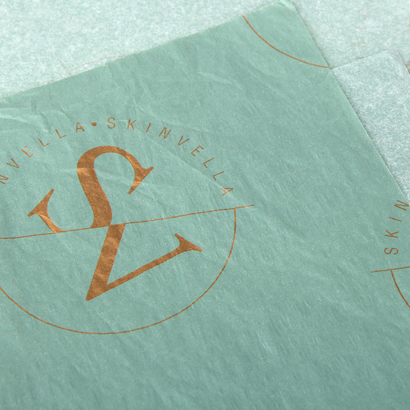 Papier de soie de logo de feuille d'or rose faite sur commande d'emballage de beauté soutenable