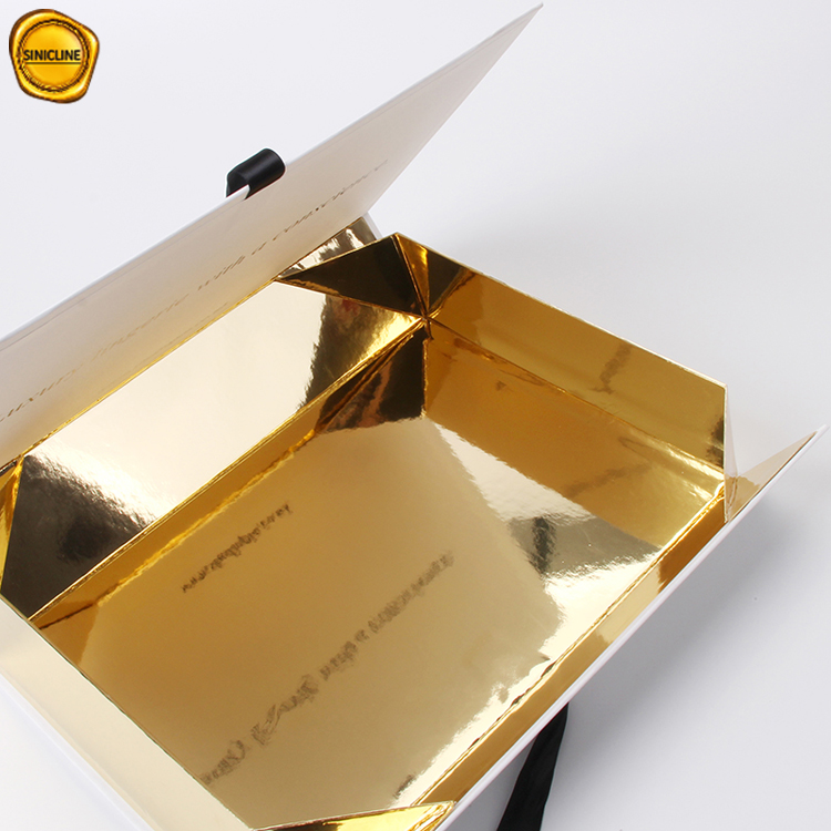 Boîte de perruque d'extension de cheveux de paquet de boîte de perruque de luxe blanc et or faite sur commande