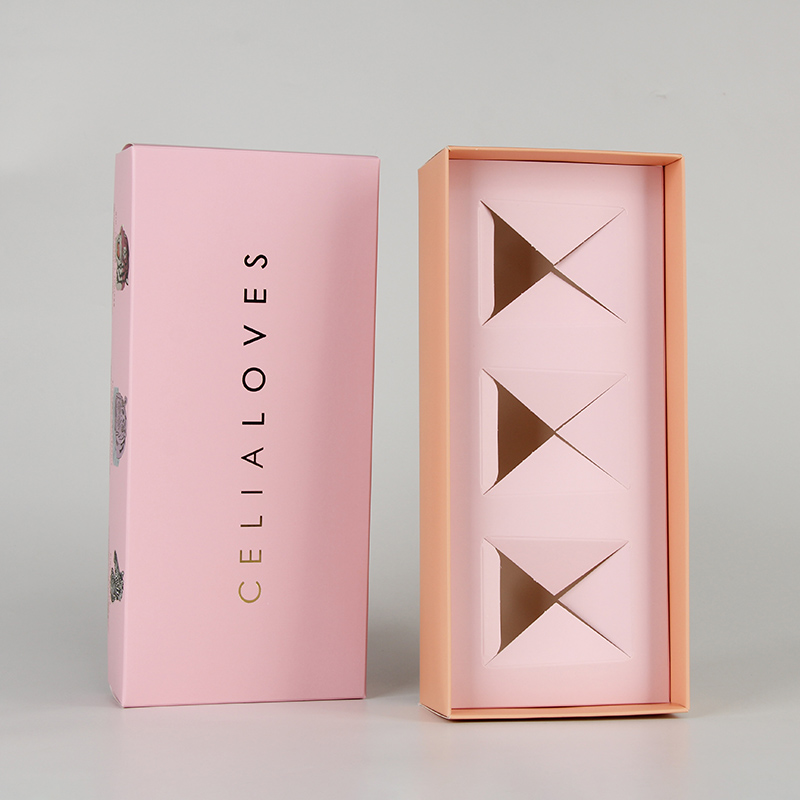 Cadeau de papier rose de luxe fait sur commande placé 3 emballage parfumé de boîte de bougie 
