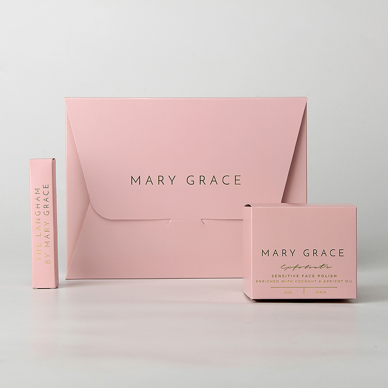 Boîtes d'emballage de soins de la peau pour femmes en papier pliant rose avec logo personnalisé 